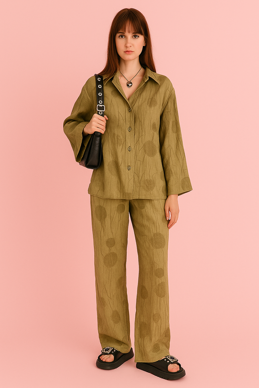 Conjunto de PeçasEstilo Vintage com Estampa de Lapela