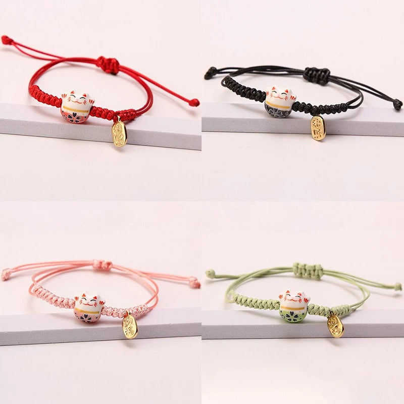 Pulseira de Cerâmica com Gato da Sorte
