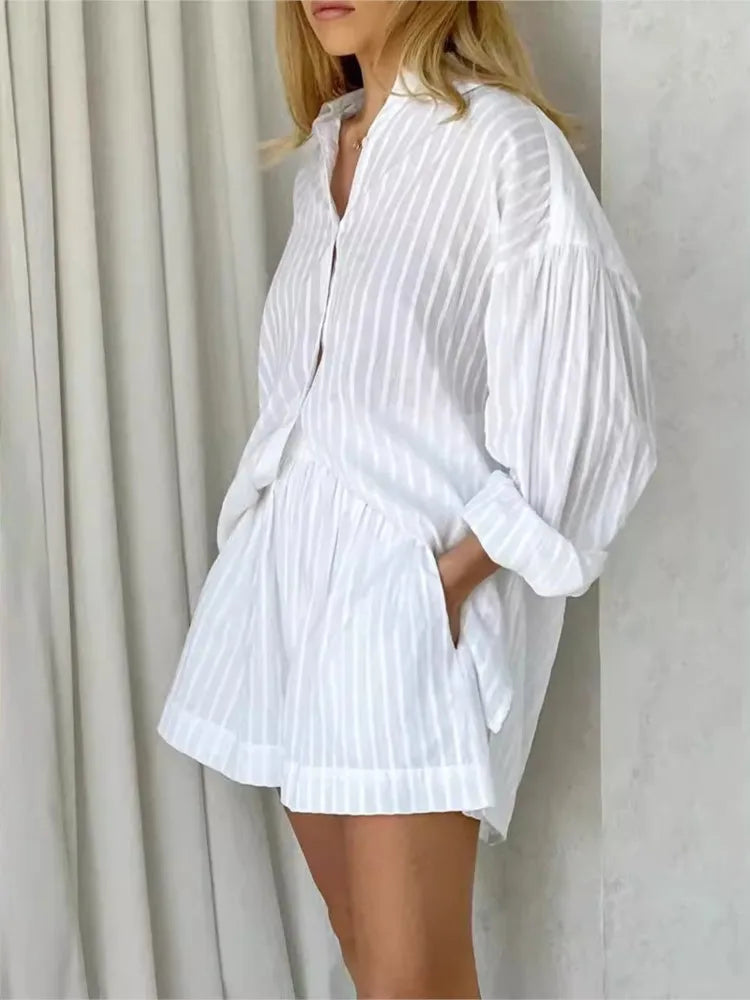Conjunto de Peças de Algodão Liso Primavera-verão
