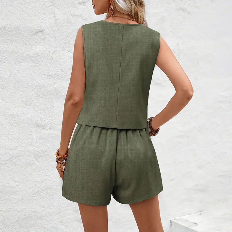 Conjunto Elegante de verão, Colete & Shorts