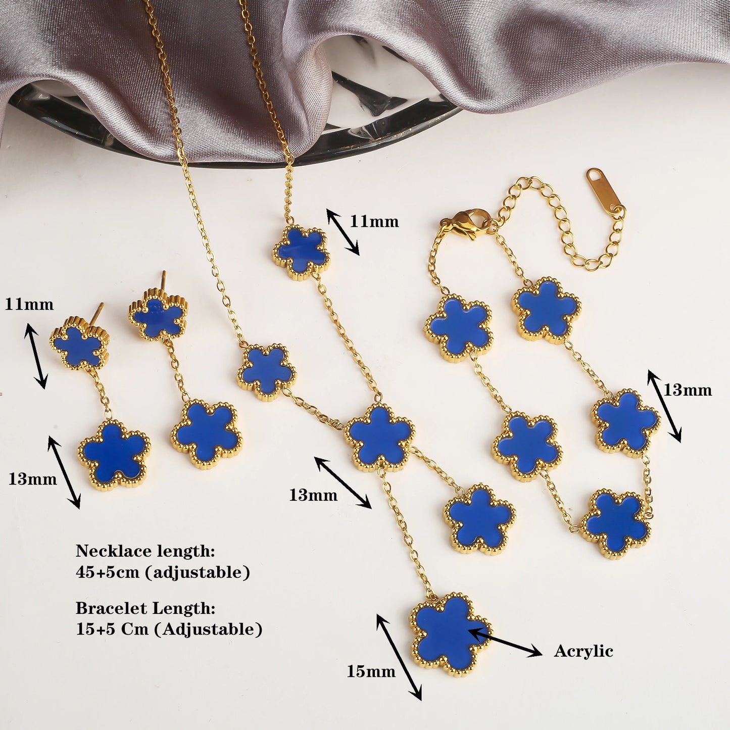 Pulseira & Colar Trevo De Cinco Folhas