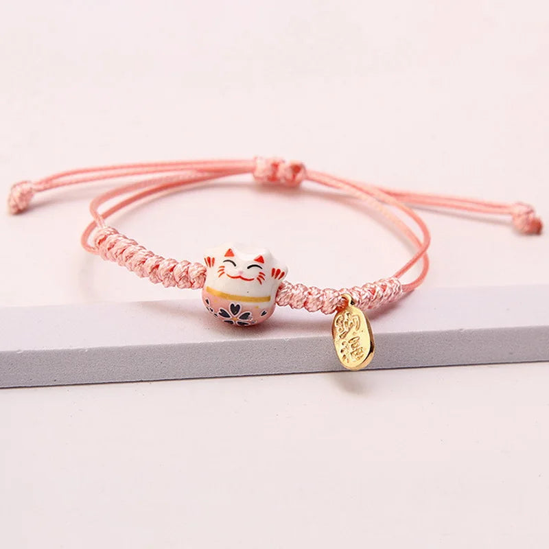 Pulseira de Cerâmica com Gato da Sorte