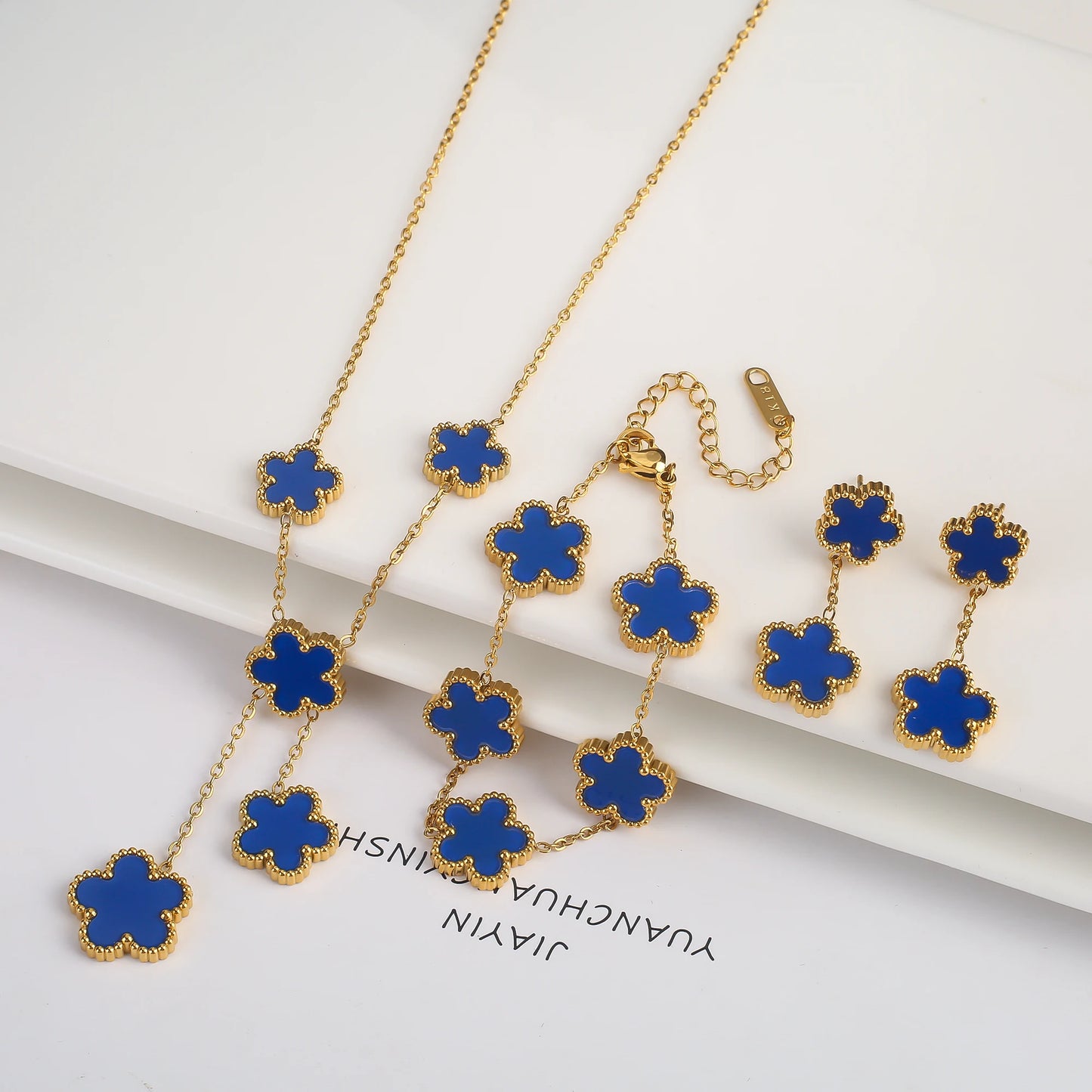 Pulseira & Colar Trevo De Cinco Folhas