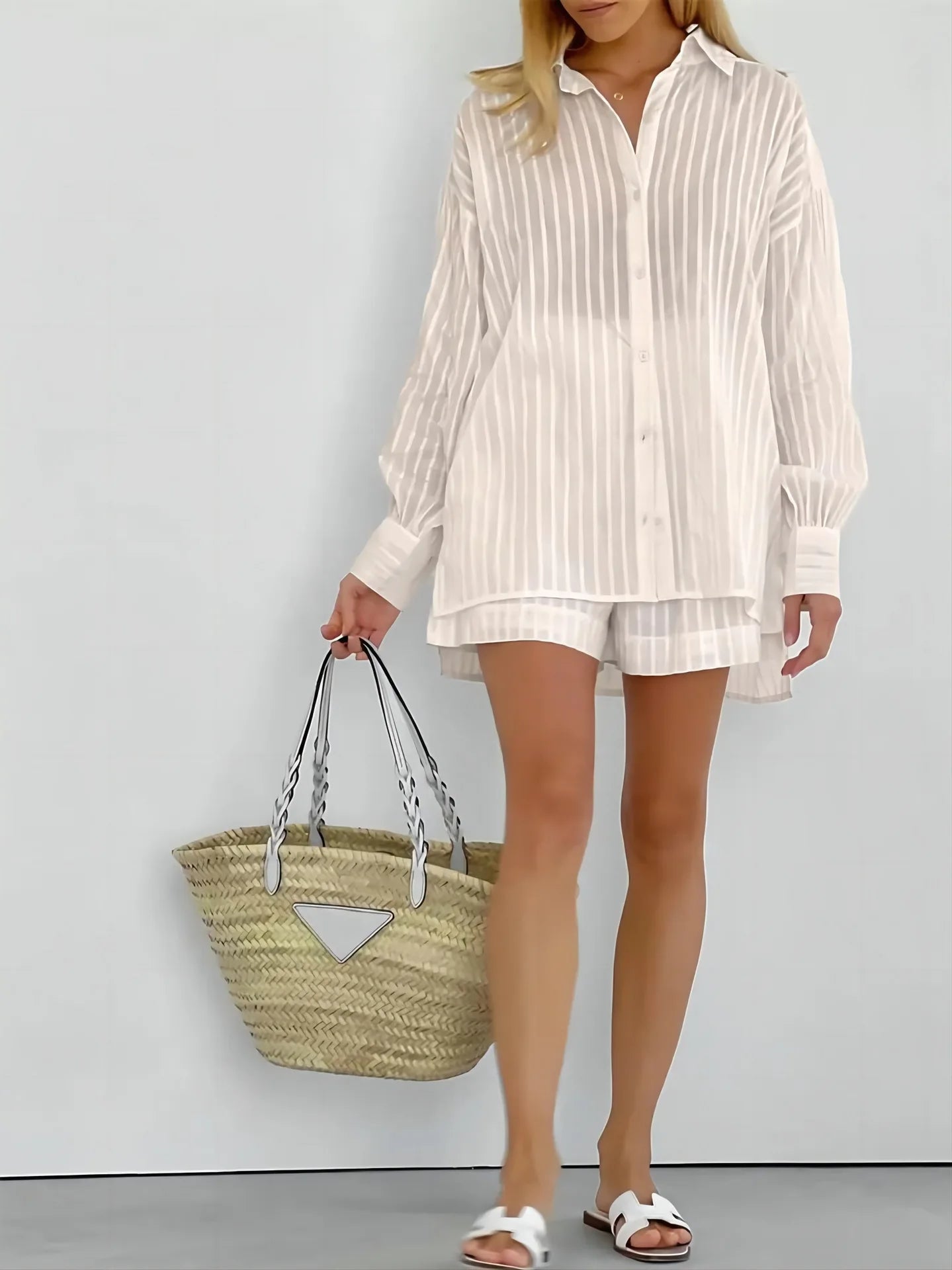 Conjunto de Peças de Algodão Liso Primavera-verão