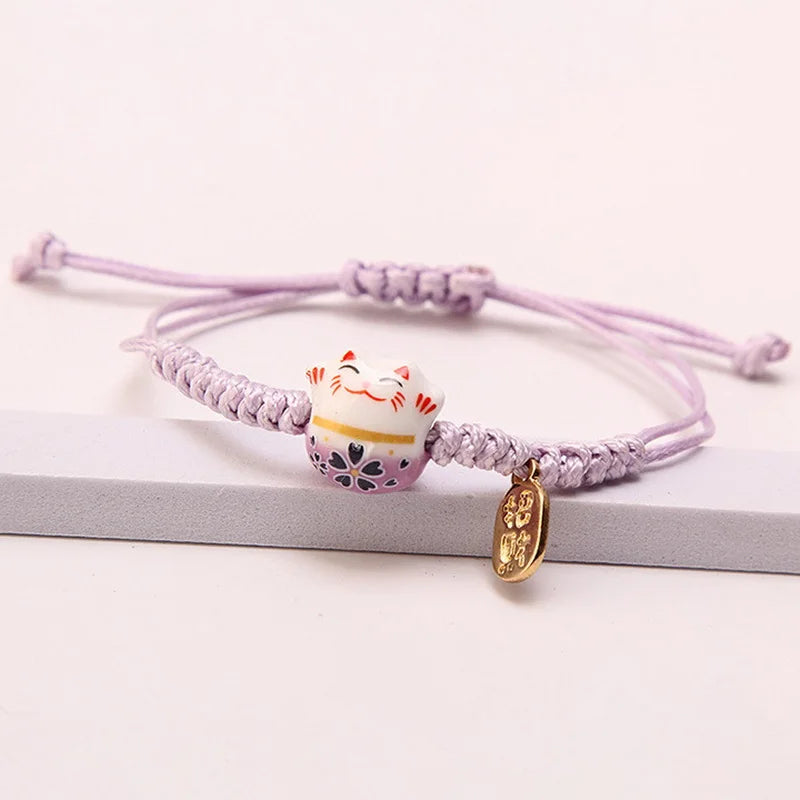 Pulseira de Cerâmica com Gato da Sorte