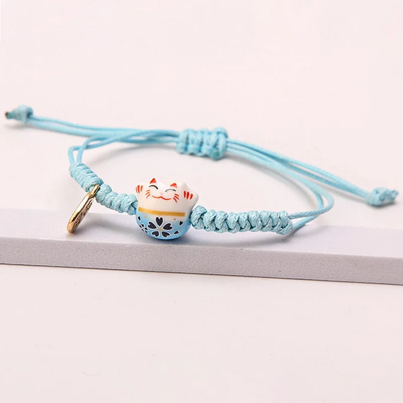 Pulseira de Cerâmica com Gato da Sorte