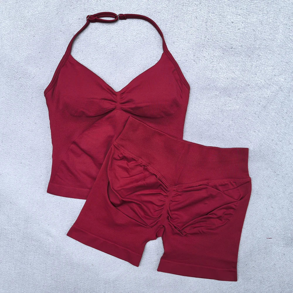 Conjunto de Ioga Sem Costura & Alças Ajustáveis
