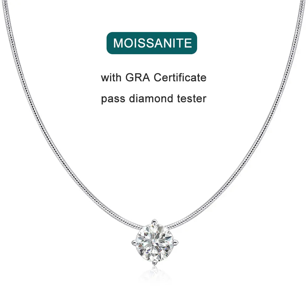 Colar Moissanite Banhado a Prata Esterlina