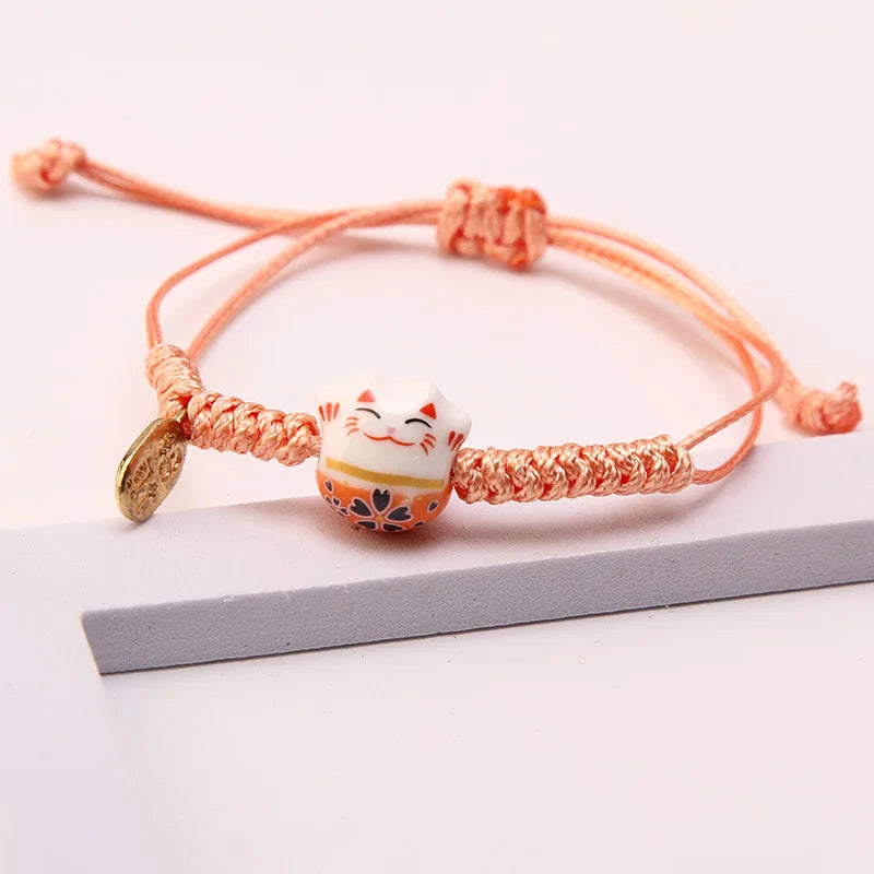 Pulseira de Cerâmica com Gato da Sorte