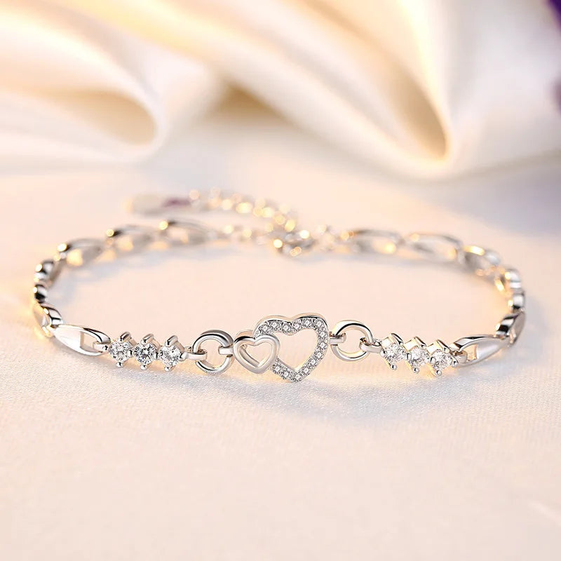 Pulseira de Prata Esterlina com Cristal Roxo & Zircônia