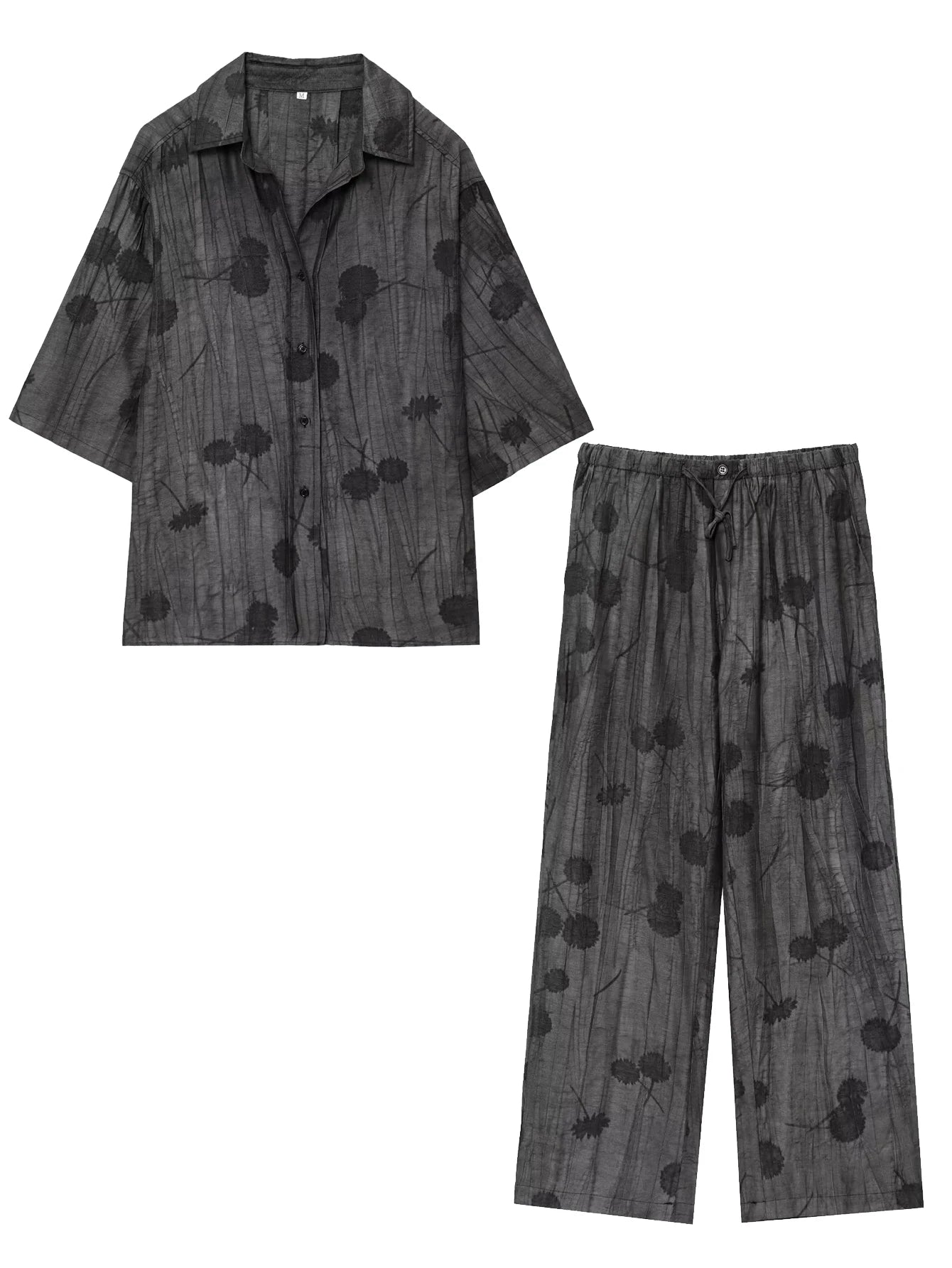 Conjunto de PeçasEstilo Vintage com Estampa de Lapela