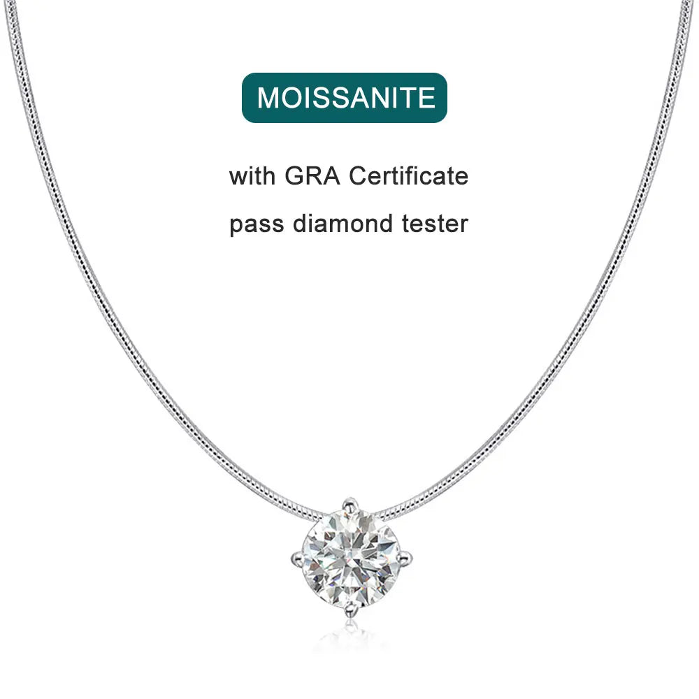 Colar Moissanite Banhado a Prata Esterlina