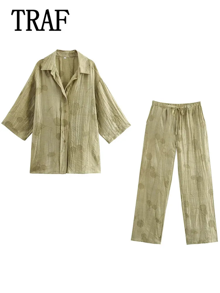 Conjunto de PeçasEstilo Vintage com Estampa de Lapela