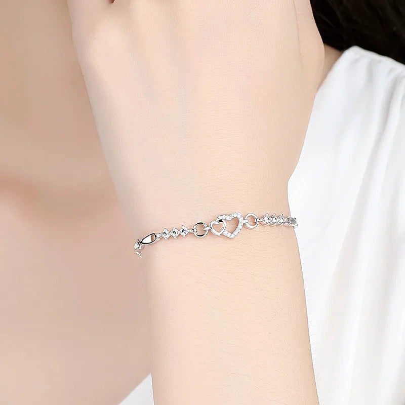 Pulseira de Prata Esterlina com Cristal Roxo & Zircônia