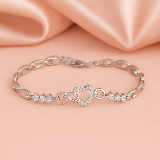 Pulseira de Prata Esterlina com Cristal Roxo & Zircônia