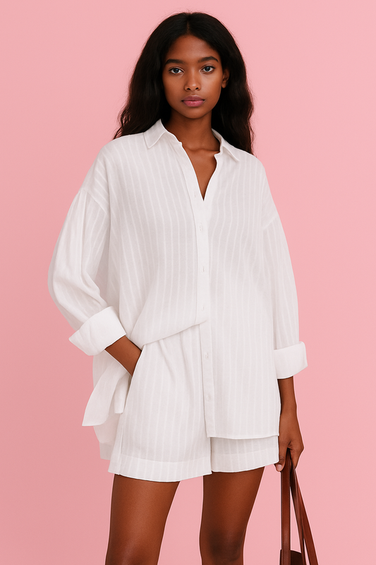 Conjunto de Peças de Algodão Liso Primavera-verão
