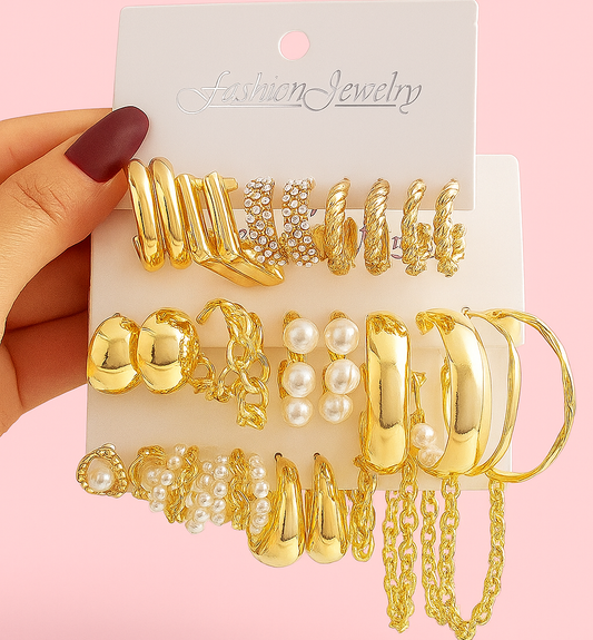 Conjuntos de Brincos Fashion Jewelry de Pérola Geométrica